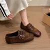 Zapatos planos de piel, zapatos de otoño estilo coreano, zapatos Mary Jane retro, punta cuadrada, estilo preppy, zapatos de hebilla para mujer, nueva colección 2026