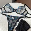 Conjunto de sujetador de malla súper bonito estilo francés europeo y americano con encaje floral, dulce y sexy, lencería floral fresca para mujer, artículo popular