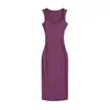 Vestido Regata Púrpura Desejo Puro Feminino Estilo Verão Cintura Marcada Saia que Molda o Corpo Elegante Emagrecedor Vestido Midi