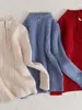Cárdigan con cremallera y cuello alto retro retorcido, tops de manga larga de otoño e invierno para niños, prendas de punto básicas holgadas para niños y niñas
