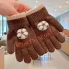 Guantes de Dedos Lindos para Niños Niñas Invierno Prueba de Frío Cálido Juego de Cinco Dedos Conjunto Completo de Dedos Tejido para Bebé Niños de Invierno