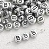 4*7mm Base de Plata Antigua Letra Negra Cuentas de Letra Acrílicas Cuentas Sueltas Accesorios para Joyería DIY Accesorios para Collares Pulseras