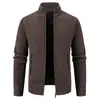 Comercio Exterior Transfronterizo Hombres Otoño/Invierno Nuevo Estilo Felpa Gruesa Cuello Alto Cremallera Suéter de Punto Cardigan Casual de Moda