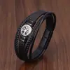 Pulsera Trendy para Hombre Transfronteriza, Pulsera Tejida Retro Multicapa, Pulsera de Acero Inoxidable y Cuero Árbol de la Vida Moderna y Versátil, En Stock