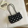 Bolsa de ombro de veludo cotelê com poá retrô para mulheres, nova coleção outono/inverno 2026, bolsa tote casual, acessório versátil