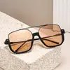 Nueva Tendencia de Moda Europea y Americana Gafas de Sol Cuadradas con Montura Media Anti-UV Gafas de Sol para Fotografía Callejera al Aire Libre para Hombres