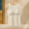 Nuevo Chaleco Térmico de Cachemira para Mujer, Body de una Pieza con Almohadilla en el Pecho y Copa Fija, Camiseta Interior Gruesa de Forro Polar para Otoño e Invierno