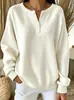 Sudadera Henley Transfronteriza Europea y Americana de Media Botonadura Hombro Caído Holgada de Manga Larga Pulóver Top de Color Sólido Naranja Negro