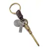 Llavero de metal vintage minimalista con colgante de cordón de cuero tejido, accesorio de llavero creativo unisex