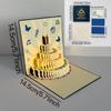 Tarjeta de felicitación creativa con diseño de polvo dorado y luz musical, ideal como regalo de cumpleaños, tarjeta de felicitación estéreo, tarjeta de bendición para pastel en 3D