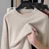 Suéter casual de inverno para homens, cor sólida, versátil, malha de corte solto, blusa de gola redonda, adequada para usar em camadas, com um estilo de luxo discreto old money