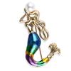 Blue Hao Europeu e Americano Moda Personalidade Pintado Óleo Gota Sereia Corsage Personalidade Pérola Pin Fivela Acessórios Broche