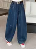 Jeans para Niña Estilo Otoño Niñas Grandes Estilo Coreano Pantalones Versátiles de Pierna de Tijera Moda para Niñas Pantalones de Pierna Ancha Estudiantes de Secundaria Pantalones para Niños