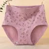 Calcinhas florais de cintura alta plus size Micaicai para mães de meia-idade e idosas, mulheres plus size, calcinhas florais de algodão antibacteriano estampadas