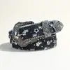 Cinturón Punk Y2K Retro de Mezclilla Europeo y Americano, Cinturón Decorativo de Moda con Ojales de Estrella Punk Europeo y Americano Azul