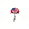 Producto exclusivo transfronterizo para el Día de la Independencia: portanombre retráctil con diseños de purpurina, águila y bandera, accesorios de clip para gafete de empleado, tarjetero