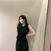 Top de tricô liso sem mangas estilo coreano com design exclusivo
