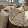 Juego de cuatro piezas de encaje floral de algodón 100% francés grado A estilo coreano ins estilo princesa sábana de algodón puro funda nórdica dormitorio tres