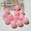 Cuentas Redondas Chapadas de 16 mm Crema Multicolor para Colgar en el Coche DIY Cuentas Sueltas Hechas a Mano Agujero Recto Ambiente Femenino Cuentas para Fiesta