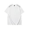 Camiseta de Manga Corta de Algodón Puro Solona con Cuello Redondo, Hombro Caído, Doble Hilo, 200g, 20 Piezas, Verano, Holgada, para Pareja, Rayas Dobles