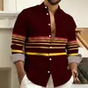 Camisa de Manga Larga a Rayas de Bloques de Color para Hombre Parche de Rayas Azul Marino Blanco Cardigan con Solapa Camisa Casual Primavera Otoño