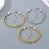 Joyería de Moda Estilo Ins con Diseño Único, Cadena Trenzada de Tres Capas de Acero Inoxidable, Pulsera de Bloques de Color de Nicho de Moda para Hombres y Mujeres