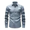 Camisa Vintage de Alta Gama con Rayas Doradas Estampadas Transfronteriza para Hombre con Hilo Dorado, Camisa de Manga Larga de Lino Sintético para Hombre