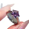 Anel de Strass Roxo Estrela Suave e Ultra Brilhante Estilo Coreano com Toque Fresco e Delicado, Único e Simples, Anel Versátil para Dedo Indicador