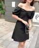 2025 Verão Nova Chegada Coreia do Sul Dongdaemun Gola de um Ombro Decote em V Uso Dupla Face Cintura Justa Modeladora Vestido Saia Feminina de Fada