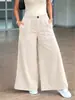 Calça Wide Leg de Veludo Cotelê 2026 Feminina Cintura Alta Elástico nas Costas Bolsos Grandes Caimento Fluido Comprimento Total Calça Transfronteiriça Feminina Pronta Entrega Atacado