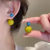 Nuevos Pendientes de Bola Doble Cara Color Caramelo Dos Pendientes para Mujer Diseño de Moda Estilo Simple Pendientes Dulces Frescos