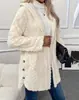 Casaco Casual Feminino com Capuz e Manga Longa, Roupas Femininas Transfronteiriças, Outono/Inverno 2026, Estilo Europeu e Americano, Quente, Cardigan de Lã Dupla Face