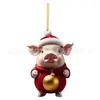 Novas decorações de Natal, enfeites de Natal criativos de porco, decorações de feriado de desenho animado para árvore de Natal, casa e carro, transfronteiriço