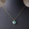 Collar con colgante de cadena chapado en oro de 18 quilates, estilo clásico, de alta calidad, con piedras naturales, estilo europeo, americano, japonés y coreano.