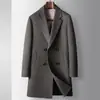 Casaco Masculino 2026 Outono e Inverno Dupla Face com Forro Destacável de Penugem de Ganso Trench Coat de Lã Dupla Face para Jovens e Negócios Jaqueta Casual