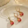 Conjunto de Colar e Brincos Vintage em Zircônia Degradê Estilo Francês, Joias de Luxo Leve Cor Turmalina Imitação Gota d'Água, Acessórios Transfronteiriços