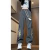 Pantalones deportivos holgados de talla grande con diseño de bordado de moda nacional chino transfronterizo, pantalones deportivos casuales que combinan con todo.