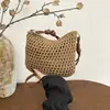 Bolsa de palha, nova coleção de verão feminina, bolsa de ombro fashion estilo floresta, bolsa de praia para férias à beira-mar, bolsa transversal para férias de verão