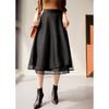 Saia Midi de Malha para Primavera e Outono, Saia Envelope Irregular, Look Emagrecedor de Cintura Alta Elegante, Saia Versátil com Botões, Saia Guarda-Chuva em A, Moderna