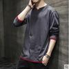 Nova Camiseta Masculina de Manga Longa Outono 2020 Top Stretch Masculino Suéter de Algodão Masculino Camiseta Gola Redonda Camisa Básica Tendência