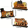 2026 Novos Enfeites de Madeira de Halloween Transfronteiriços Decorações com Letras Boo Decorações de Casa Assombrada Decorações de Abóbora Decorações de Festa