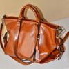 Bolsa feminina de couro encerado, bolsa grande europeia e americana, bolsa da moda, transversal, lisa, laqueada, bolsa de ombro para trabalho, bolsa de mão