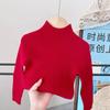 Suéter Infantil Tendência Outono e Inverno Novo Gola Alta Meia Base Tricô Top Básico para Meninas Transfronteiriço