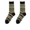 Calcetines Maillard para Mujer Otoño e Invierno Estilo Japonés Retro Estilo Étnico Calcetines de Media Pantorrilla Calcetines de Felpa Rayados Bidireccionales de Doble Aguja Modernos
