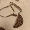 Design de Nicho Estampa de Leopardo Bolsa para Cartões Bolsa para Óculos de Pendurar no Pescoço Bolsa de Couro Bovino Senso de Alto Padrão Moda Ins Corrente de Lã Acessórios