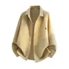 Camisa Holgada de Color Degradado con Cuello Solapa para Hombre, Nueva Chaqueta Top Versátil de Manga Larga Estilo Ropa de Trabajo de Otoño