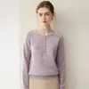 Nuevo Suéter de Punto Otoño/Invierno 26, Hilo de Terciopelo Amigable con la Piel, Top Redondo Semiabierto para Mujer, Capa Base Delgada, Cuello Redondo a la Moda