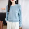 Colección nueva otoño/invierno 2026 transfronteriza: Cárdigan de lana de punto fino, cuello redondo, manga larga, color liso, con diseño calado y corte holgado para mujer