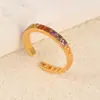Anillo Abierto de Zirconia Chapado en Oro Moda Transfronteriza Aceite de Color que se Cae Diseño Creativo Joyería de Lujo Ligero Versátil para el Día a Día
