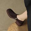 Sapatos Femininos Foscos de Corte Profundo para Primavera e Outono com Salto Bloco, Novos Sapatos de Couro Redondos Retrô para Primavera 2026, Botas de Cano Curto de Salto Alto